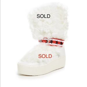 ASH
Cool Moon Fur Mid-Calf Boots in Off White